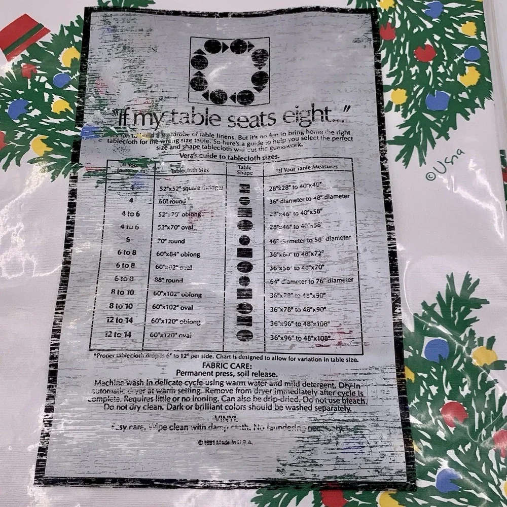 NWT VTG Vera Neumann Tablecloth 60X85 Rectangle  Christmas Vinyl‎ NEW DEADSTOCK